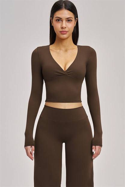 The Swoon Long Sleeve Crop top Flared Leggings 2-Piece Set