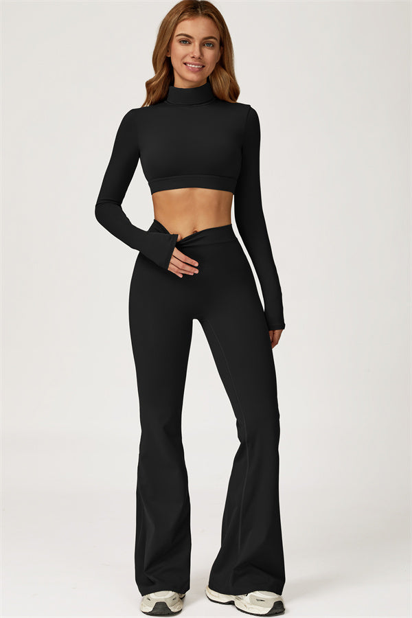 The Axis Crop Top Flared Leggings 2-Piece Set