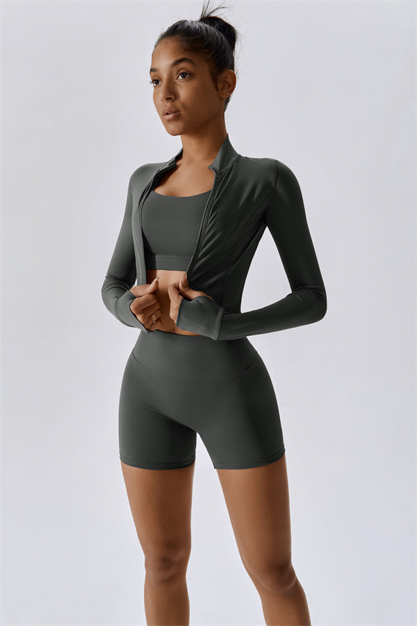 The Eloise Jacket Sports Bra Shorts 3-Piece Set