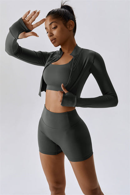 The Eloise Jacket Sports Bra Shorts 3-Piece Set