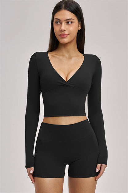 The Swoon Long Sleeve Crop top Shorts 2-Piece Set