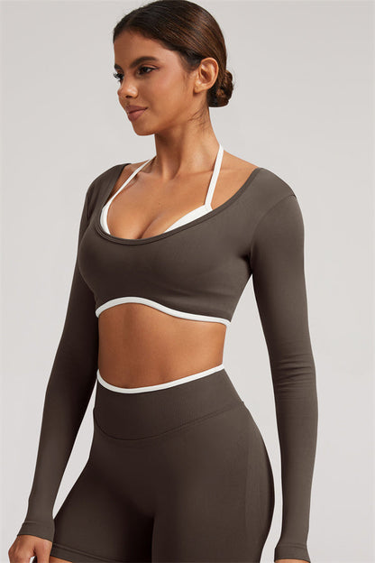 The Elevate Long Sleeve Crop top Shorts 2-Piece Set