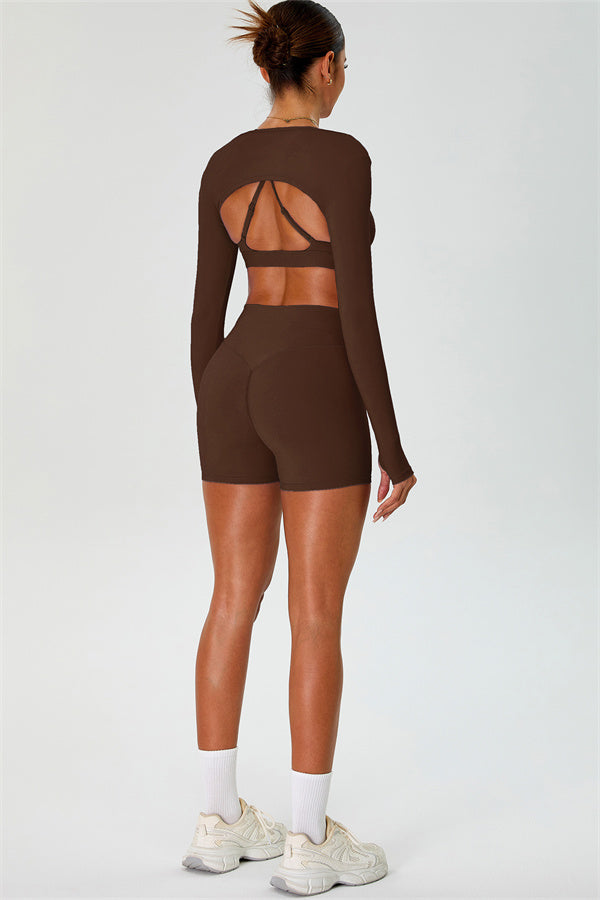 The Ember Sports Bra Crop Top Shorts 3-Piece Set