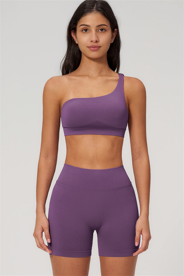 The Empower One-Shoulder Sports Bra Shorts 2-Piece Set