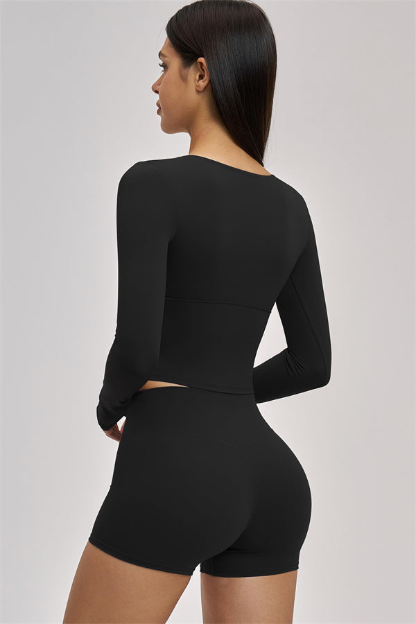 The Swoon Long Sleeve Crop top Shorts 2-Piece Set