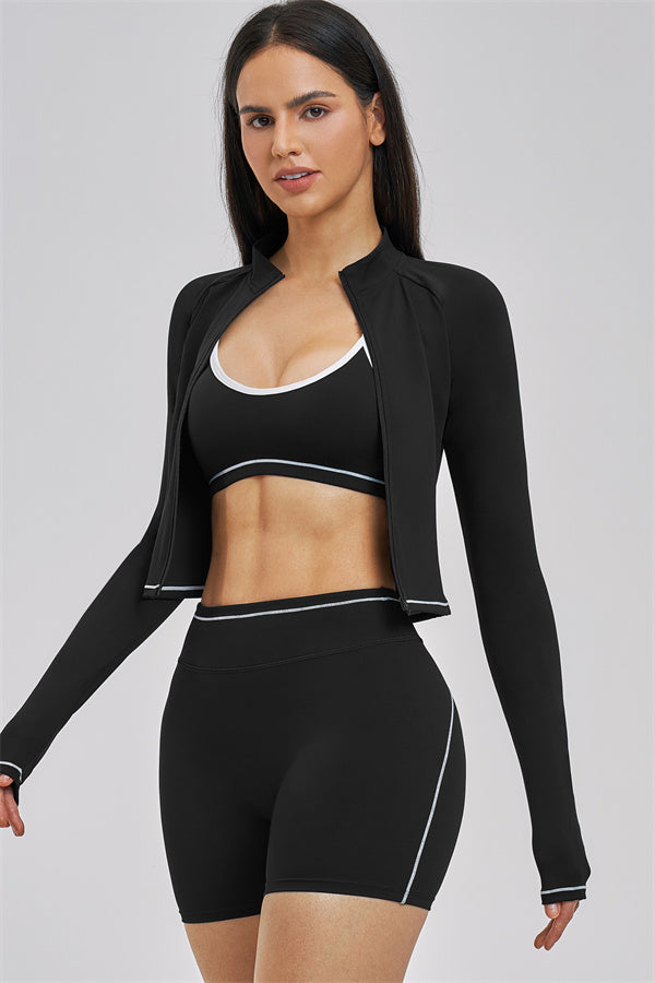 The Unbound Jacket Sports Bra Shorts 3-Piece Set