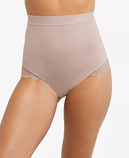 Maidenform Womens Eco Lace Mid-Brief Panty in Beige, Size Large
