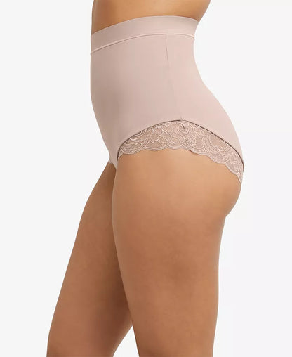 Maidenform Womens Eco Lace Mid-Brief Panty in Beige, Size Large