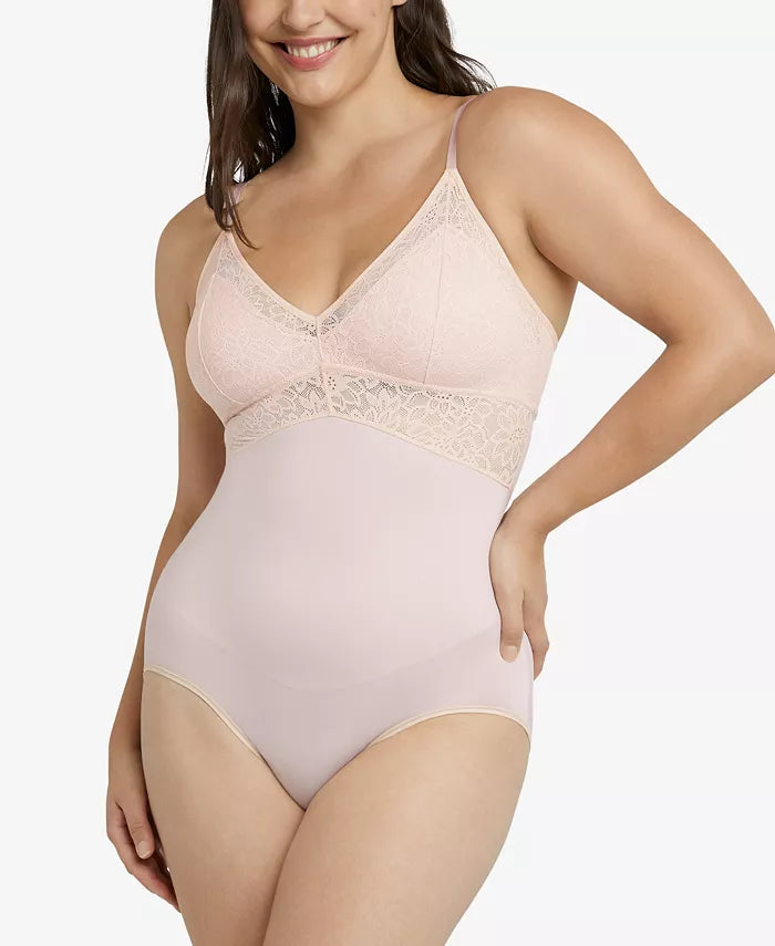 Maidenform Womens Lace Tame Your Tummy Bodysuit in Beige,  Size Small