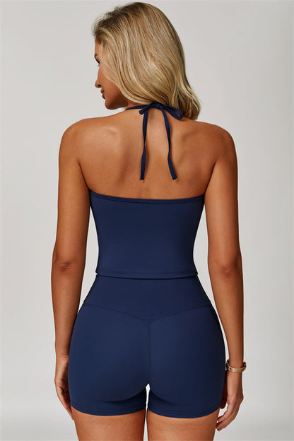 The Surge Halter Crop Top Shorts 2-Piece Set