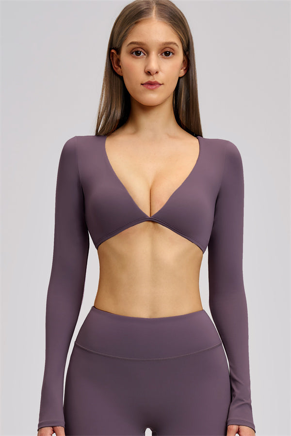 The Zestful Long Sleeve Crop Top Shorts 2-Piece Set