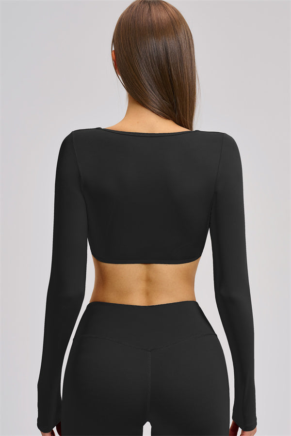 The Zestful Long Sleeve Crop Top Flared Leggings 2-Piece Set