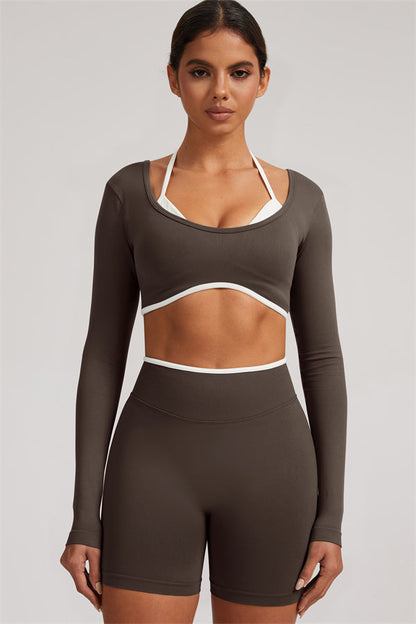 The Elevate Long Sleeve Crop top Shorts 2-Piece Set