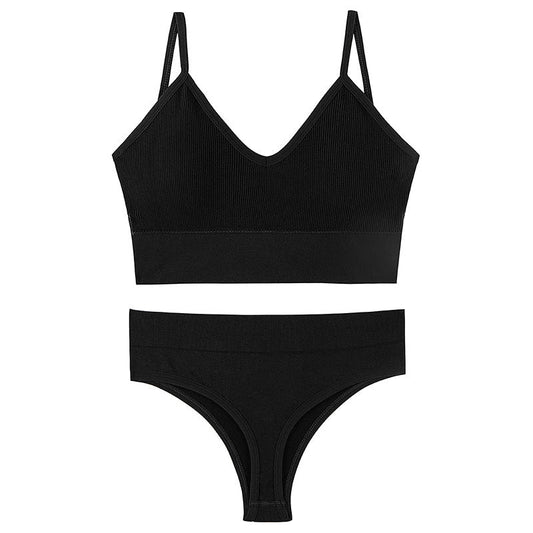 Women Seamless Bra Top Fitness Swimwear Push Up Exercise Bikini For Women 2 Pieces Ribbed Seamless Yoga Bikini Sets Sports Bra And Underwear Set 2 Piece High Waist Summer Bikini