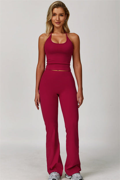 The Surge Halter Crop Top Flared Leggings 2-Piece Set