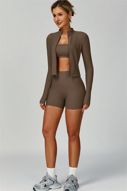 The Burst Jacket Sports Bra Shorts 3-Piece Set