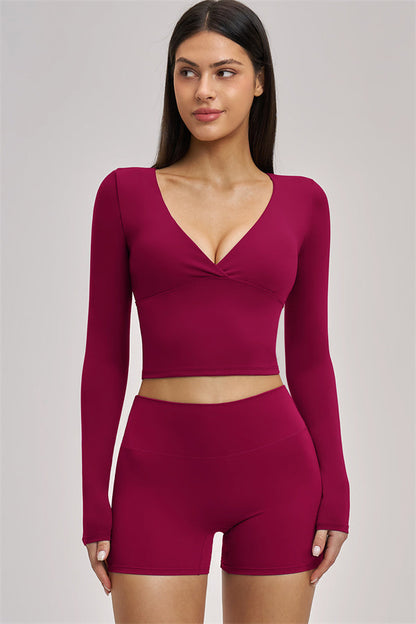The Swoon Long Sleeve Crop top Shorts 2-Piece Set