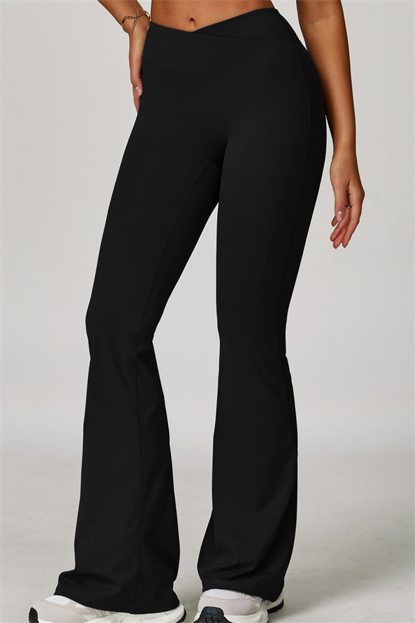 The Lavish Long Sleeve Cut-out Crop Top Flared Leggings 2-Piece Set