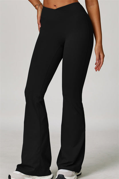 The Lavish Long Sleeve Cut-out Crop Top Flared Leggings 2-Piece Set
