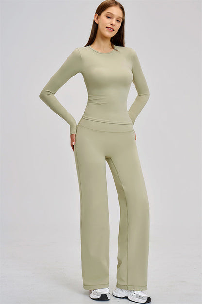The Dynamic Long Sleeve T-shirt Straight Leg Pants 2-Piece Set