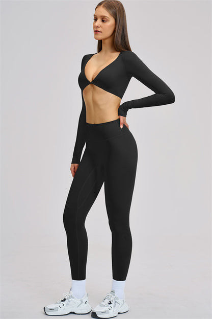 The Zestful Long Sleeve Crop Top Leggings 2-Piece Set