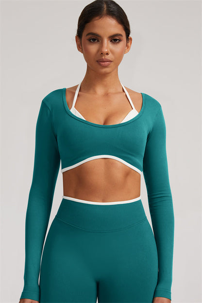 The Elevate Long Sleeve Crop top Shorts 2-Piece Set