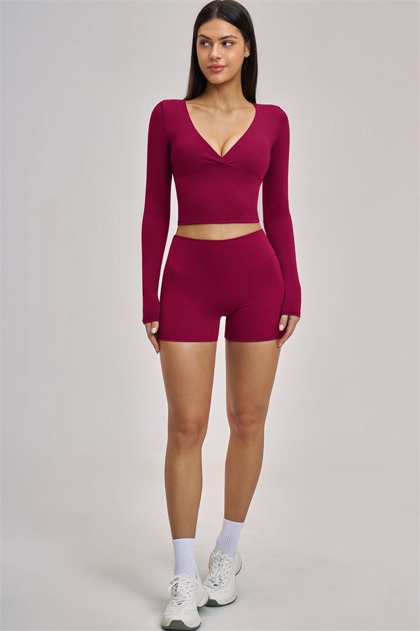 The Swoon Long Sleeve Crop top Shorts 2-Piece Set