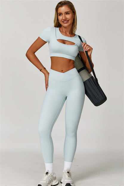 The Lavish Cut-out Crop Top Leggings 2-Piece Set