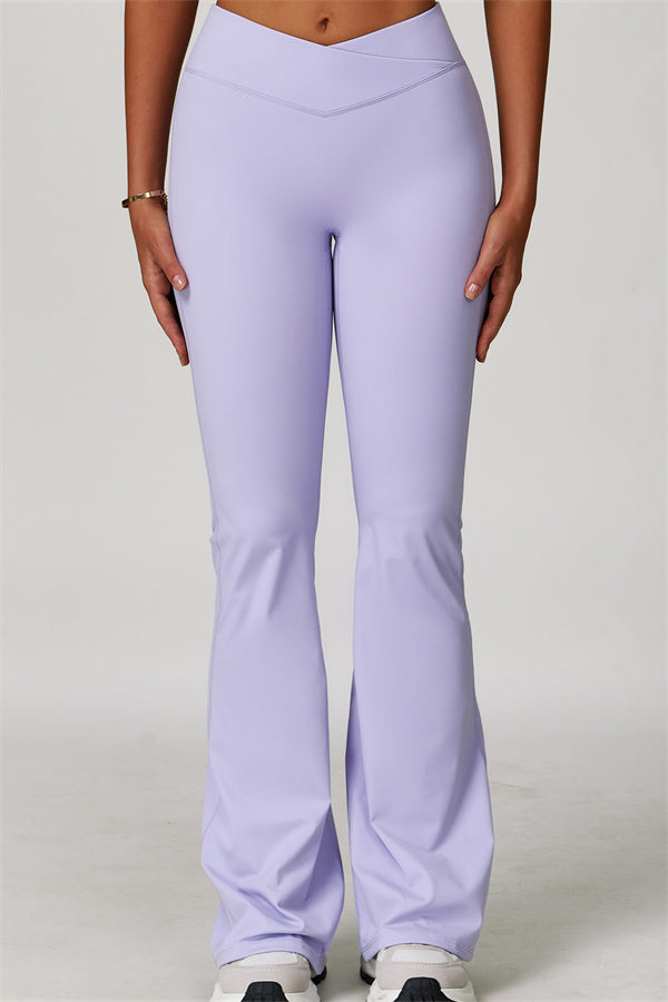 The Lavish Long Sleeve Cut-out Crop Top Flared Leggings 2-Piece Set
