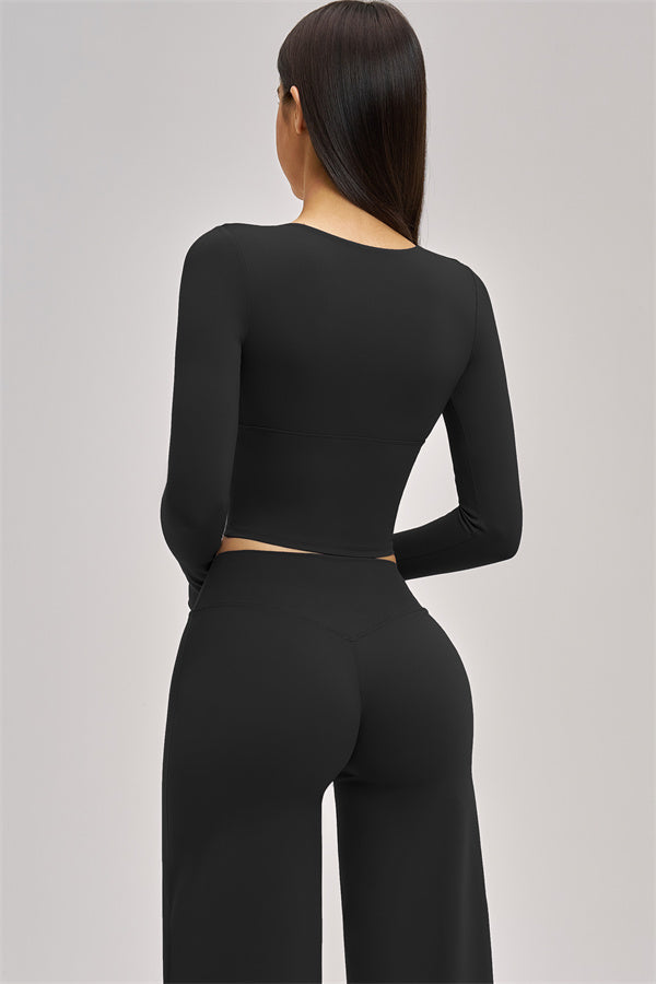 The Swoon Long Sleeve Crop top Flared Leggings 2-Piece Set