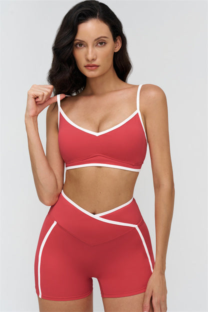 The Crave Contrast Sports Bra Shorts 2-Piece Set
