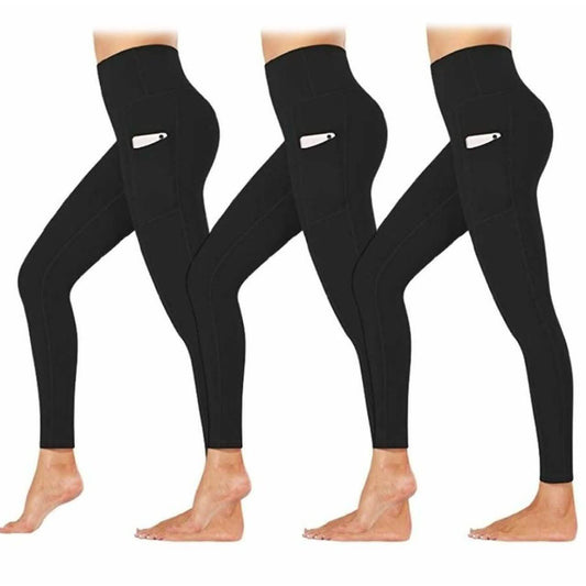 3-Pack: Women's Active Athletic Leggings with Side Pockets
