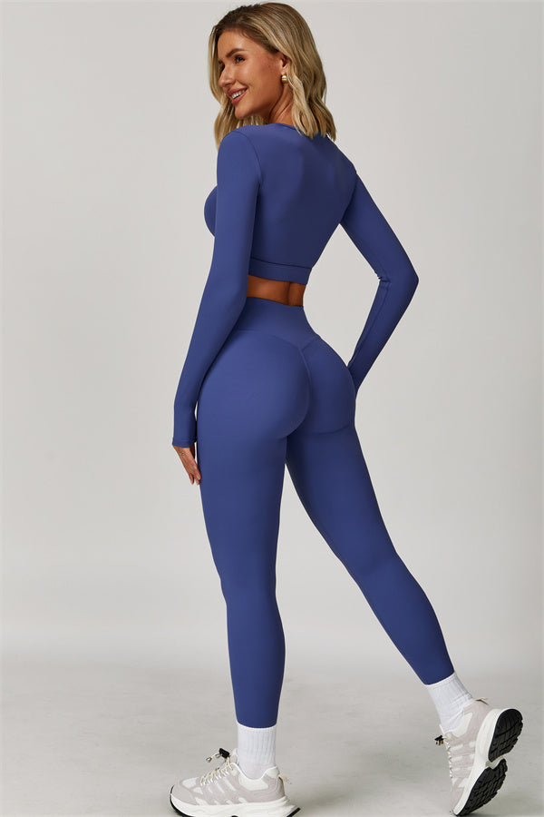 The Lavish Long Sleeve Cut-out Crop Top Leggings 2-Piece Set
