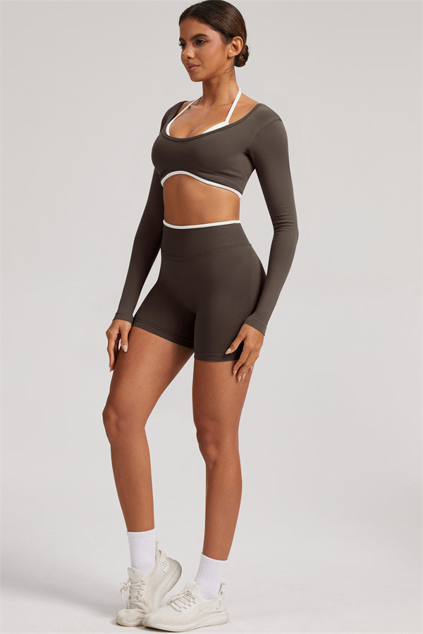 The Elevate Long Sleeve Crop top Shorts 2-Piece Set