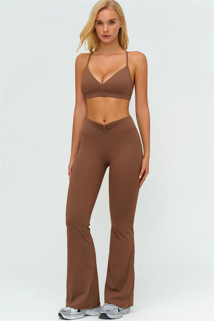 The Lushness Y-Back Sports Bra Flared Leggings 2-Piece Set