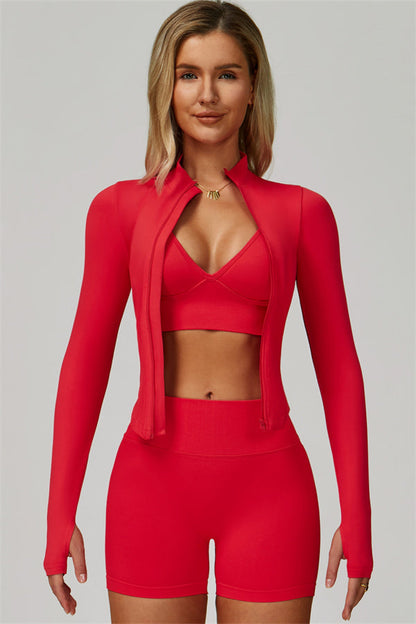 The Empower Jacket Sports Bra Shorts 3-Piece Set