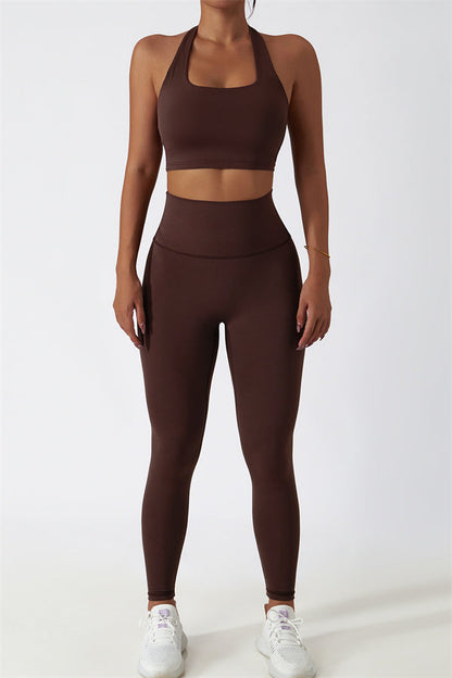 The Seraphine Halter Crop Top Leggings 2-Piece Set