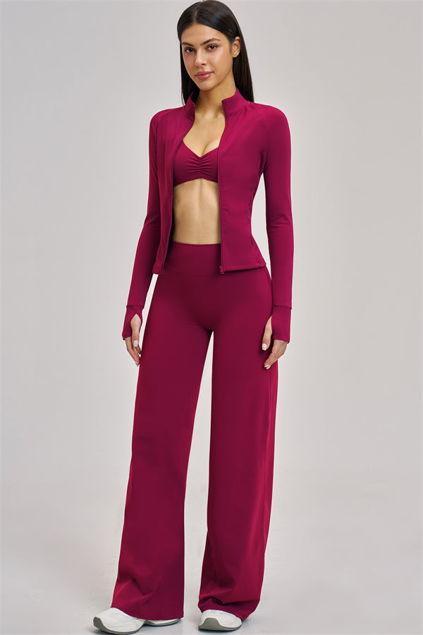 The Swoon Jacket Sports Bra Flared Leggings 3-Piece Set