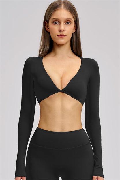 The Zestful Long Sleeve Crop Top Shorts 2-Piece Set