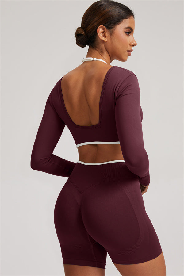 The Elevate Long Sleeve Crop top Shorts 2-Piece Set