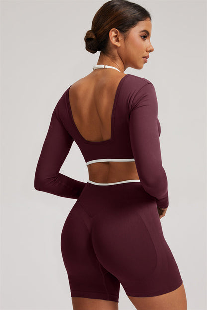 The Elevate Long Sleeve Crop top Shorts 2-Piece Set