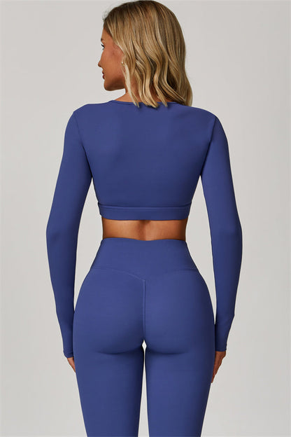 The Lavish Long Sleeve Cut-out Crop Top Leggings 2-Piece Set