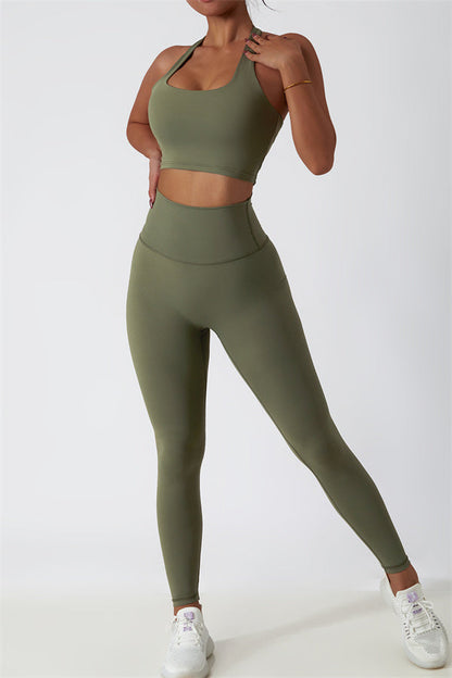 The Seraphine Halter Crop Top Leggings 2-Piece Set