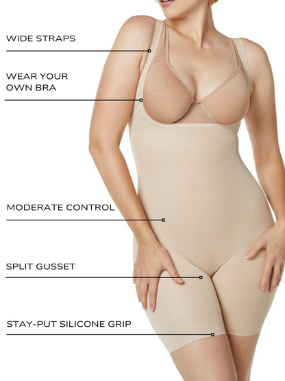 Unbelievable Comfort® Open-Bust Thigh Slimmer Bodysuit
