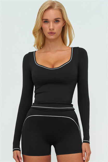 The Amara Long Sleeve T-shirt Shorts 2-Piece Set