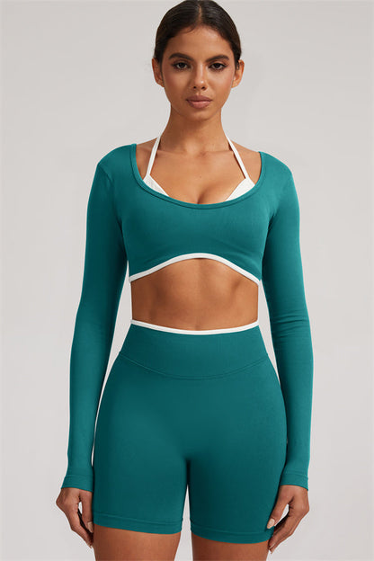The Elevate Long Sleeve Crop top Shorts 2-Piece Set