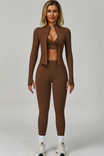 The Empower Jacket Sports Bra Leggings 3-Piece Set