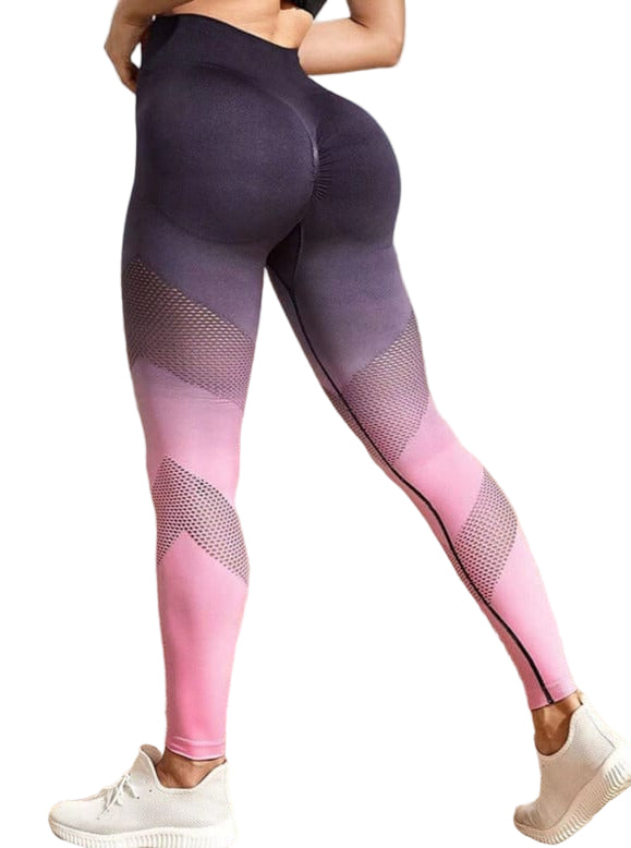 Wholesale Stitched Openwork Gradient Seamless Sports Leggings