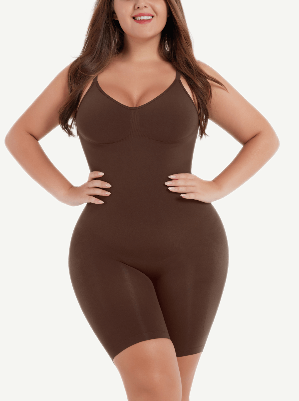 Seamless Covered-Bust Open-Back Boxer Bodysuit