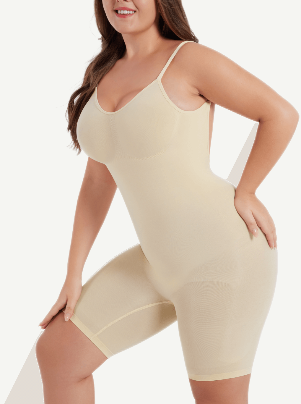 Seamless Covered-Bust Open-Back Boxer Bodysuit